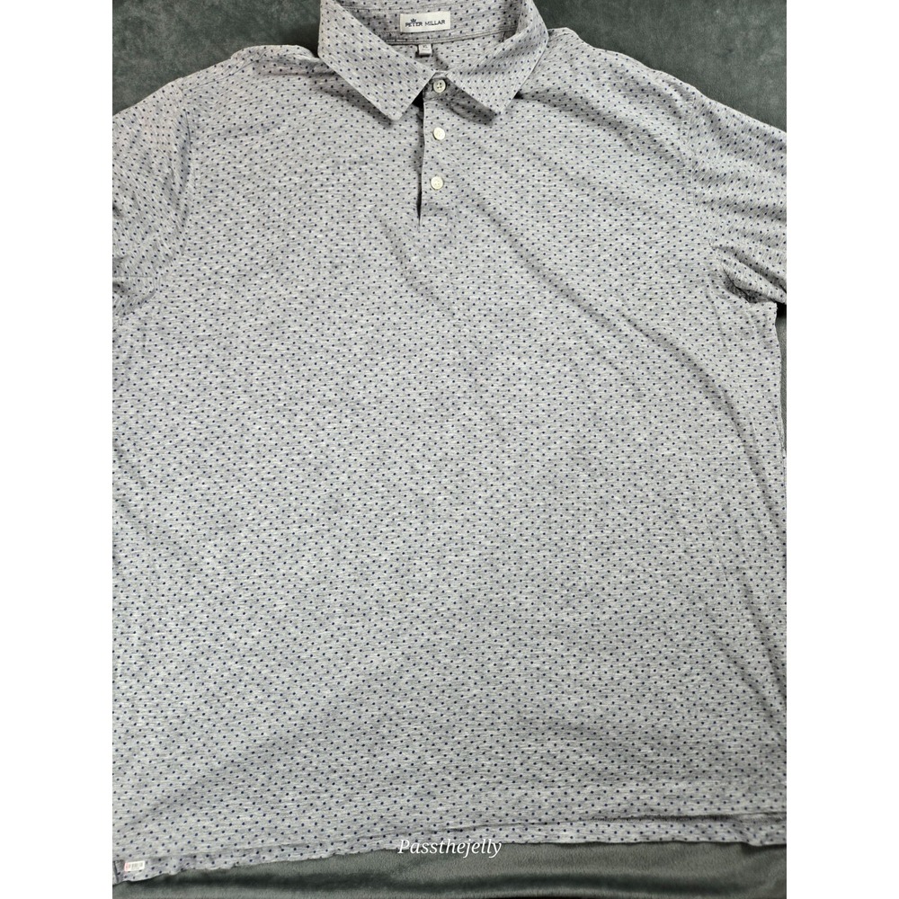 Peter‎ Millar Polo Shirt Men's XL Geometric All Over Print Performance Golf Grey